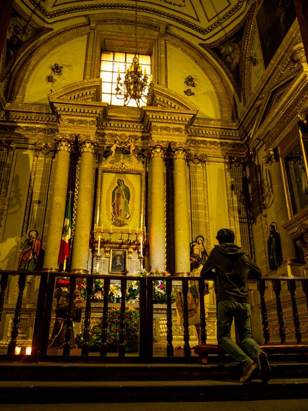 To Our Lady of Guadalupe He Kneels, Metropolitan Cathedral of Mexico City, Mexico