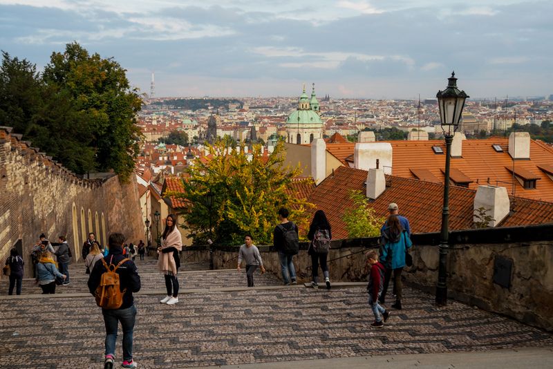 On the Steps High in the City, Prague, Czechia