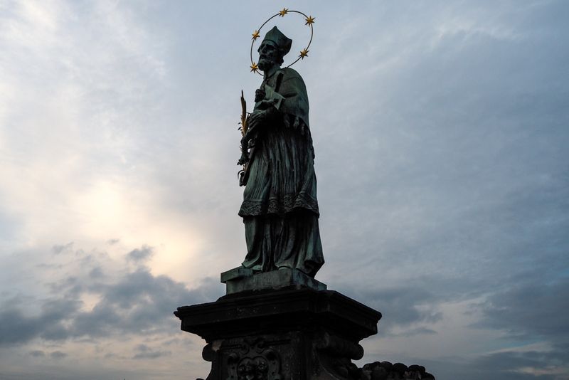 In His Hands a Martyr's Palm Branch, the Statue of a Saint, Prague, Czechia