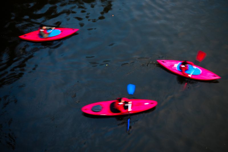 Impressions of Three Kayaks, River Vltava, Prague, Czechia