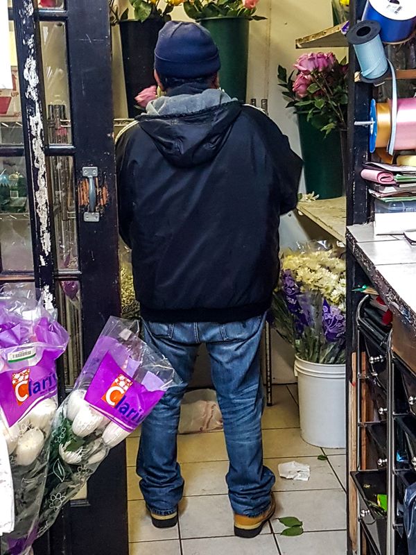 A Florist Works in Bushwick, New York City, USA