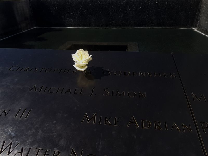 They Place Flowers on Their Birthdays, 9/11 Memorial, New York City, USA