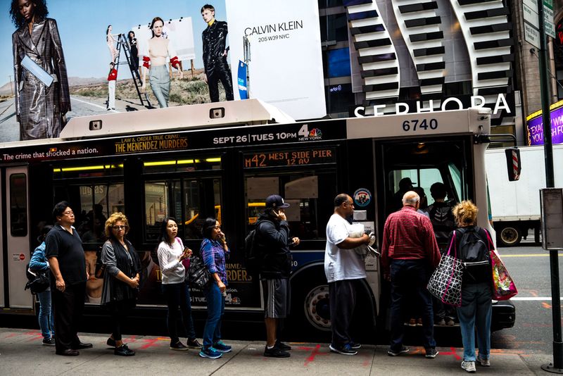 Bus Line in Manhattan, New York City, USA
