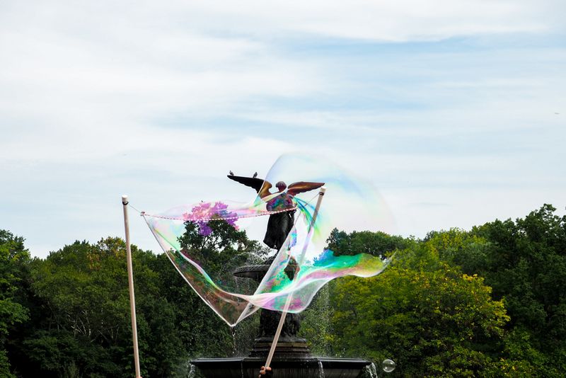 Bubbles Blown in Central Park, New York City, USA