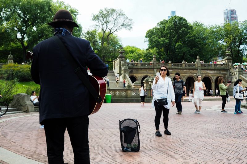 A Recording of the Guitarist, Central Park, New York City, USA