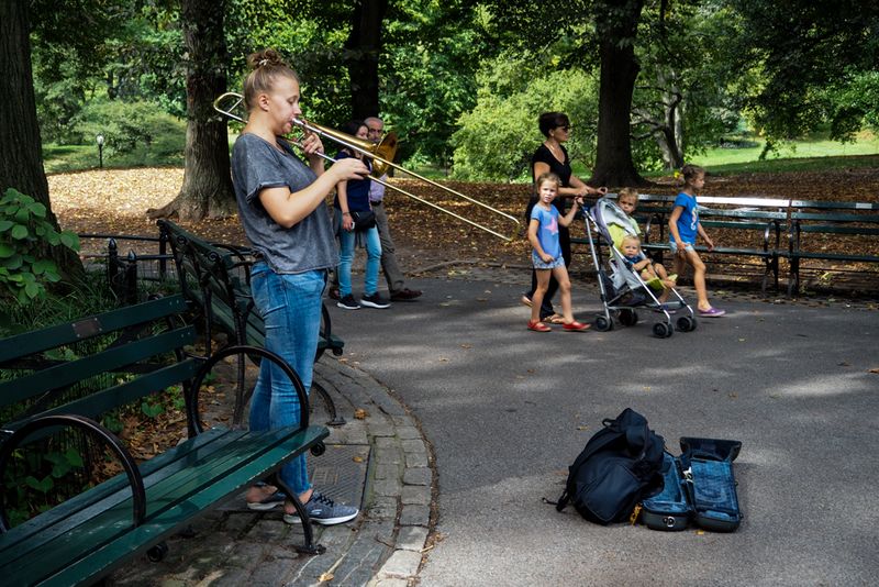 Trombonist in Central Park, New York City, USA