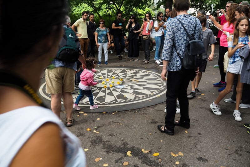 At the Strawberry Fields Memorial, Central Park, New York, USA
