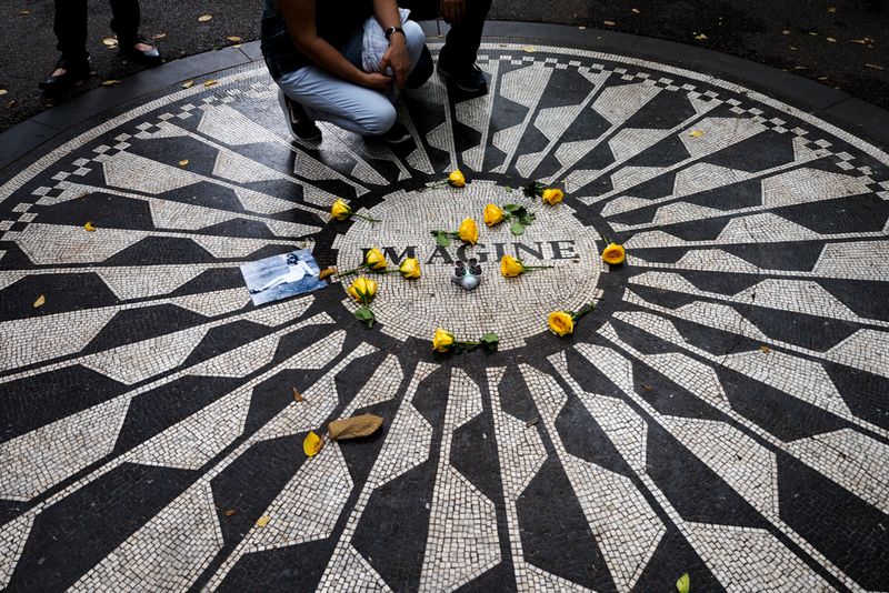 In Memory of John Lennon, Standing with Imagine, New York City, USA