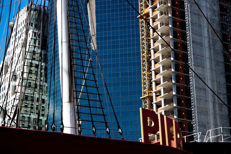 Ladders and Windows at Pier 16, New York City, USA