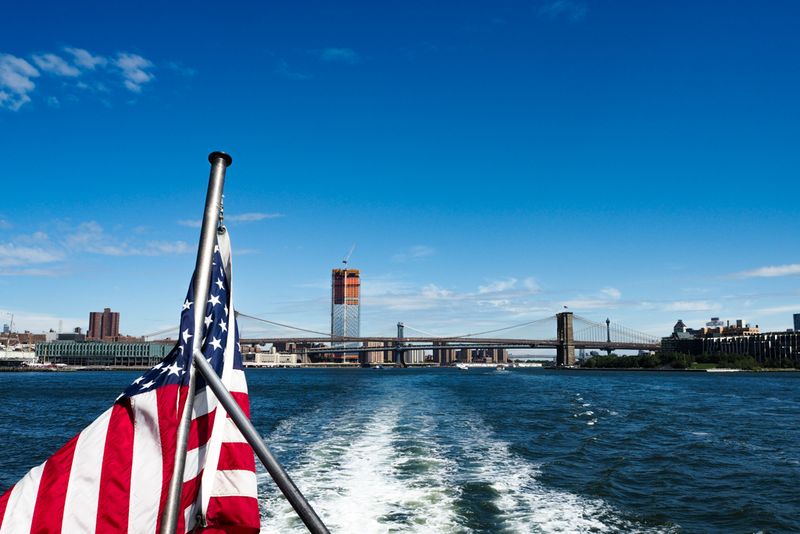 In the Wake of the Boat to Liberty, New York, USA