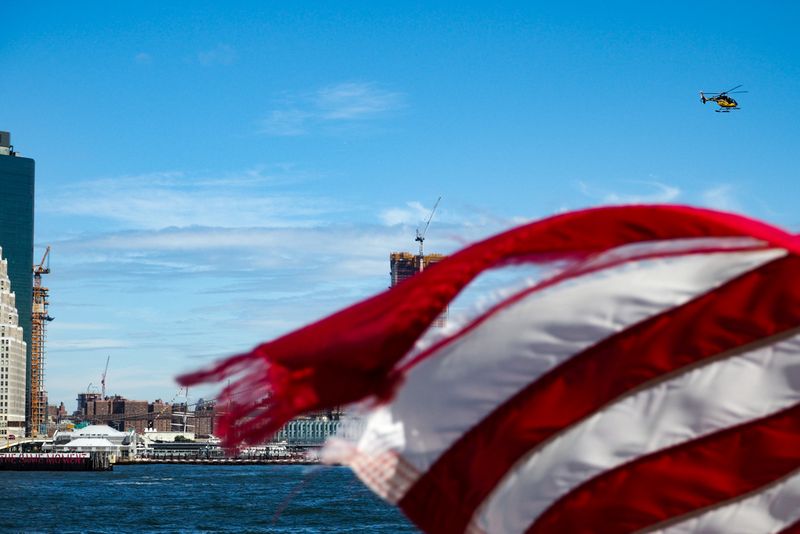 Helicopter Over New York, New York, USA