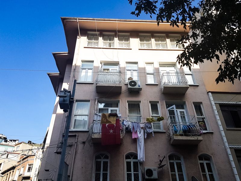 Turkish Flag Over the Balcony, Istanbul, Turkey