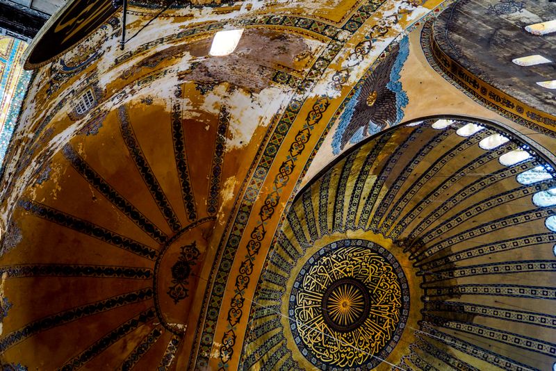 Domes and an Angel of Hagia Sophia, Once a Church and Once a Mosque, Istanbul, Turkey