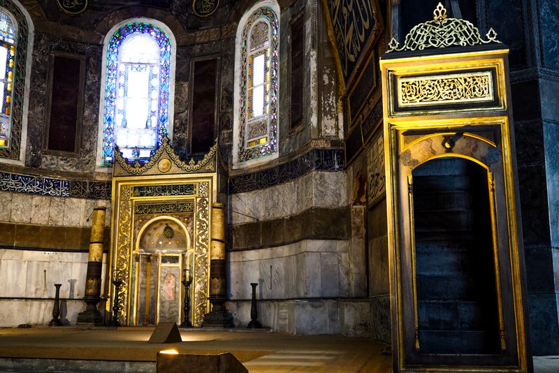 To Mecca: Mirhab and Minbar of Hagia Sophia, Istanbul, Turkey