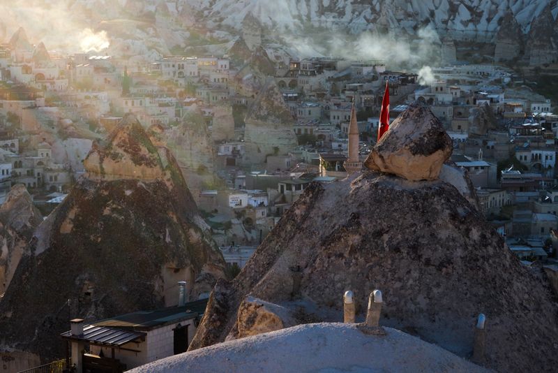 Flagpole by the Minaret, Goreme, Cappadocia, Turkey