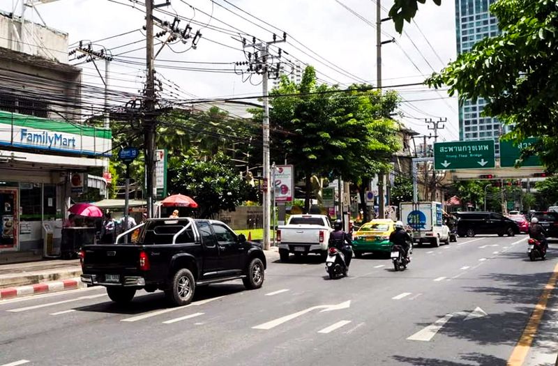 Traffic To The Bridge, Bangkok, Thailand