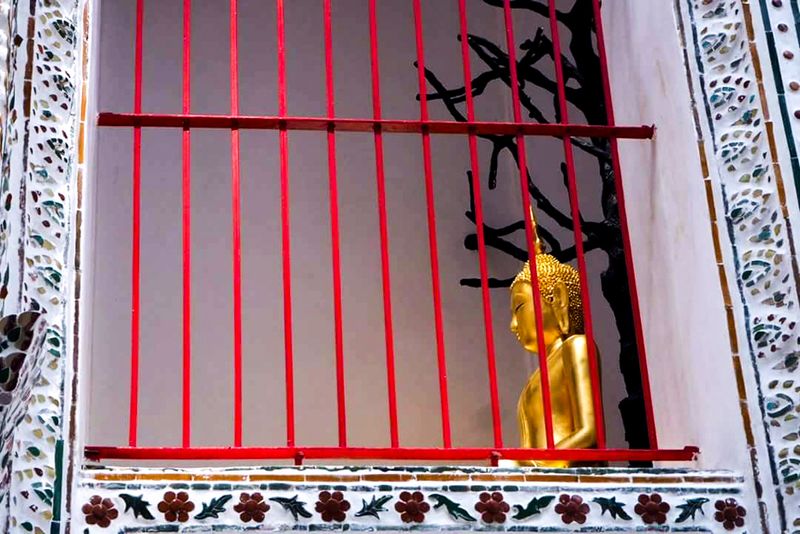 Buddha and Red, Wat Arun Temple of the Dawn, Bangkok, Thailand