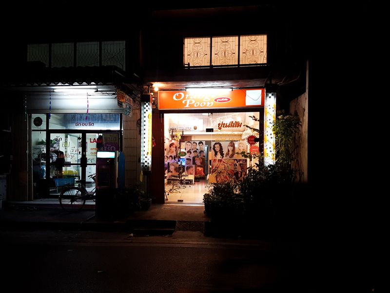 Blue and Orange Shop Light, Bangkok, Thailand