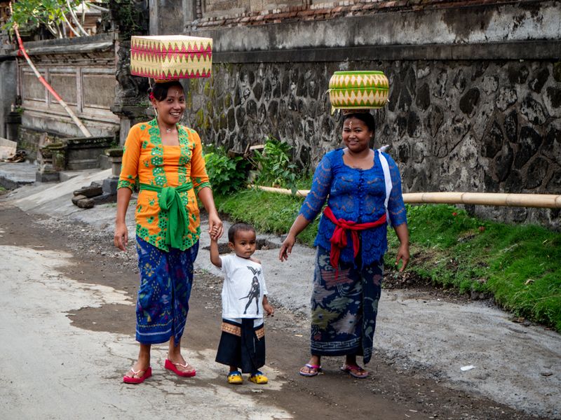 Two Women With Child, Ubud, Bali, Indonesia