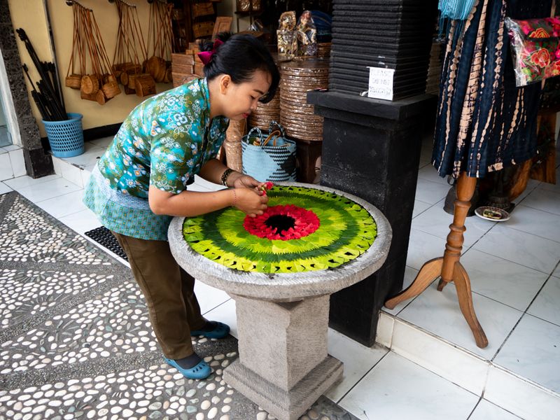 Making Her Art With Petals, Ubud, Bali, Indonesia