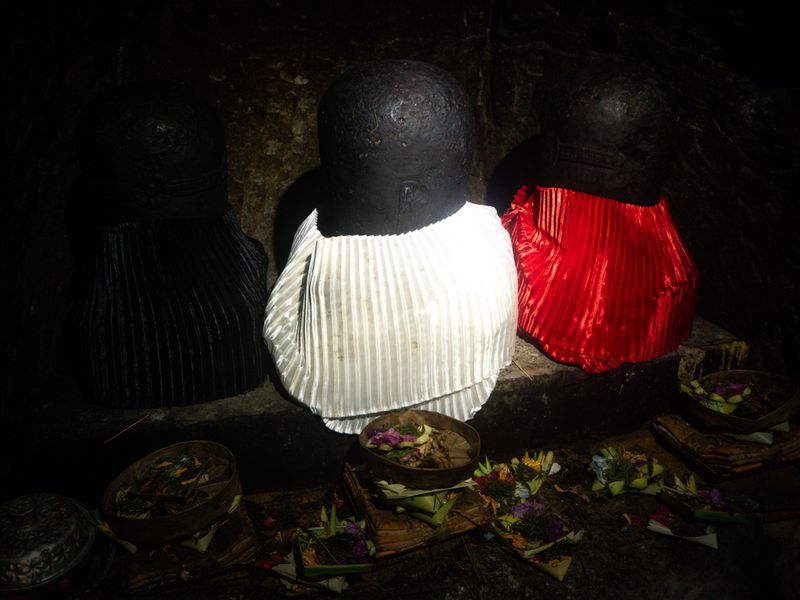 The Colours of Bali's Holy Trinity, Goa Gajar, Gianyar, Bali, Indonesia