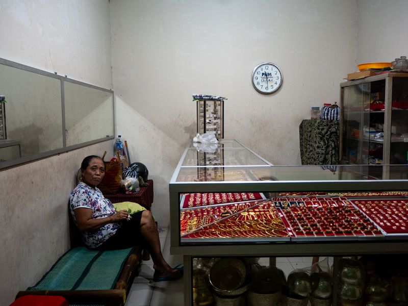 In the Jewellery Stall of the Market Hall, Bali, Indonesia