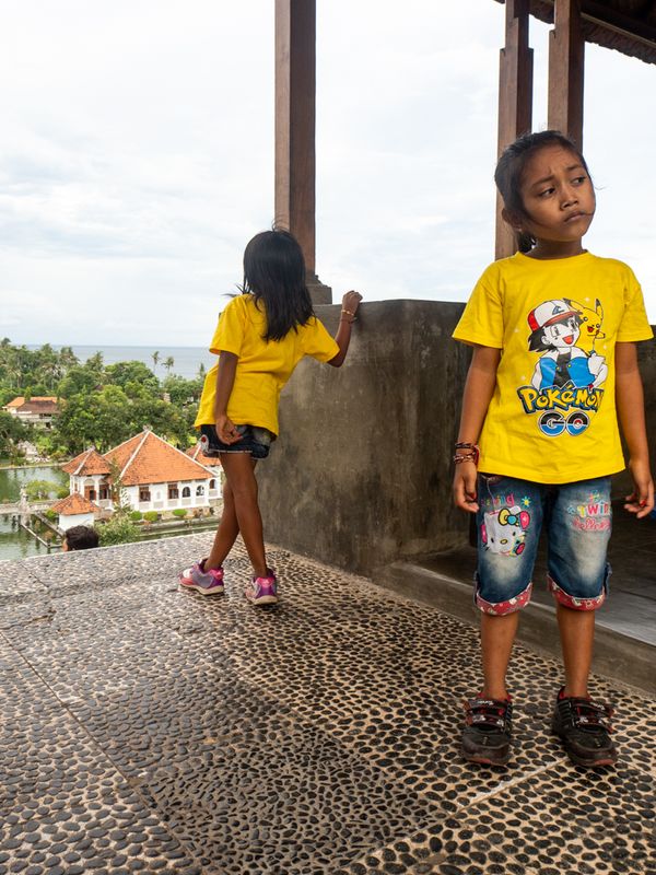 Yellow T-Shirts, Taman Ujung Water Palace, Bali, Indonesia