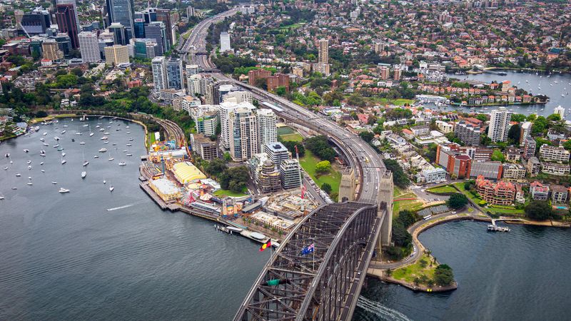 Sydney From a Helicopter - Luna Park and North Sydney CBD