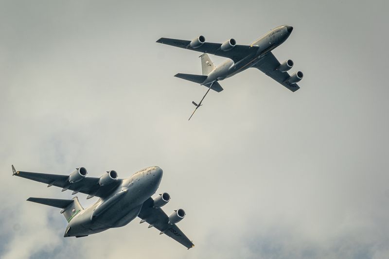 USAF KC-135 and C-17 In Flight Refueling