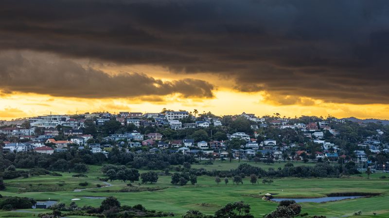 Sunset n Storm Clouds Over Long Reef Golf Club