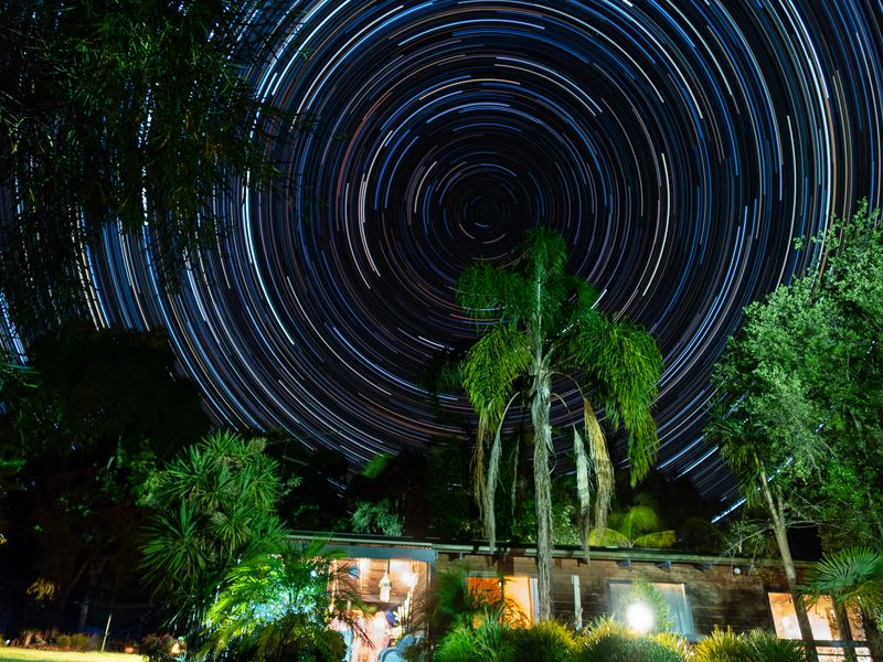 Star Trails in the Clear Sky Above