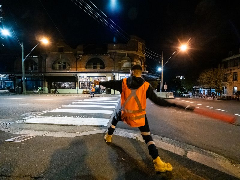 Exuberance at the Pedestrian Crossing 
