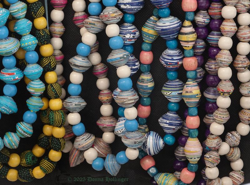Paper, wood and  fabric beads