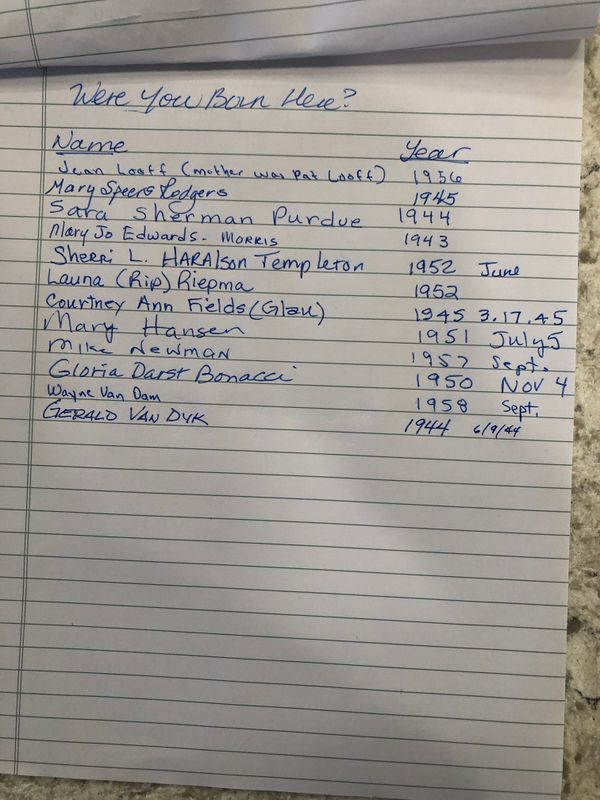 partial list of folks born at Polly Harpoles maternity home