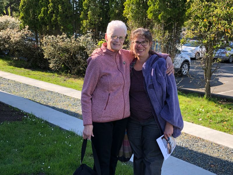 CA and Trace outside of remodeled maternity home