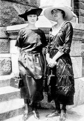 Hazel Davis (my grandmother) on the right and friend with camera