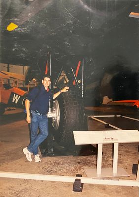 Me in front of an Avro Lancaster. RAF Cosford Museum in England in year 2,000