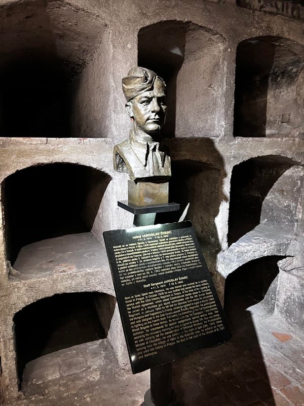 Bust of one of the paratroopers who died in the crypt