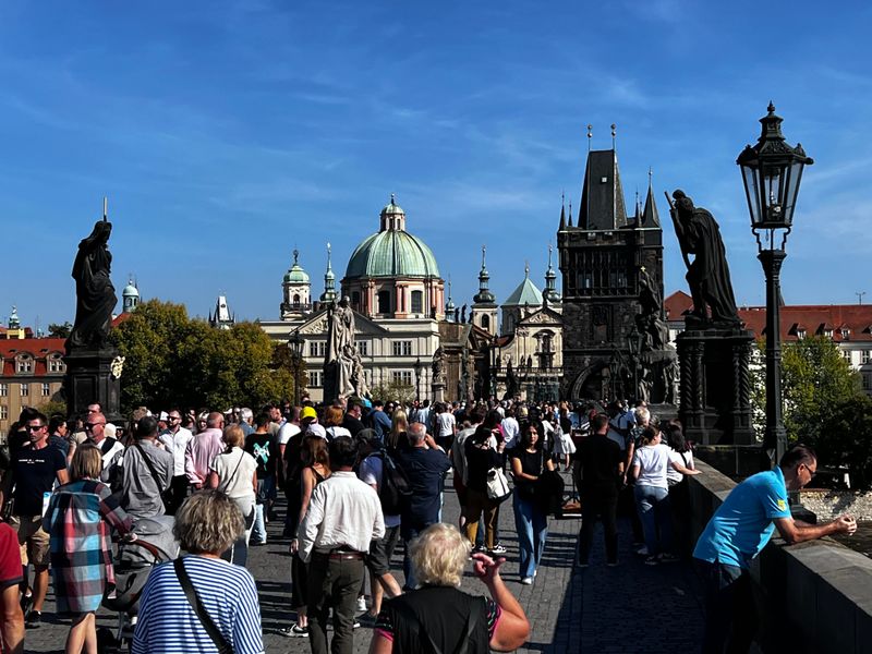 Crowd on Charles Bridge