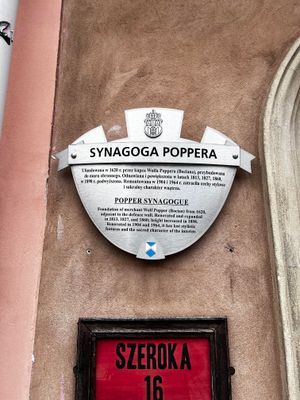 Historic Signof the Popper Synagogue
