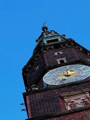 Clock tower  straight up.