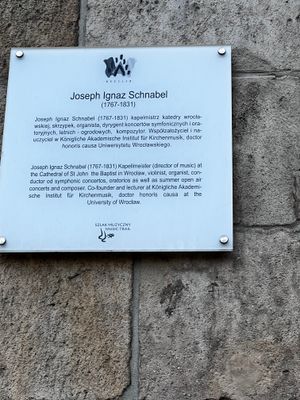 Sign about music director Joseph Schnable from the 18th century.  Quite the guy!