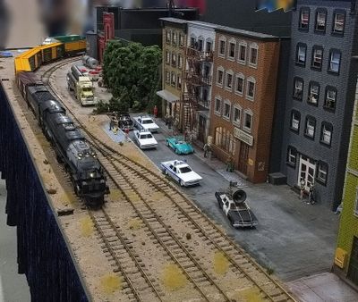 Train passing a crime scene