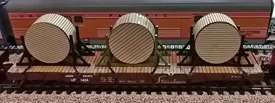 Drums on an UP Flatcar