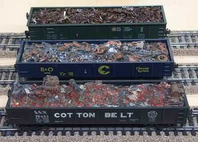 Steel scrap loaded gondolas