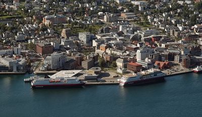 Hurtigruten boats docked in Troms