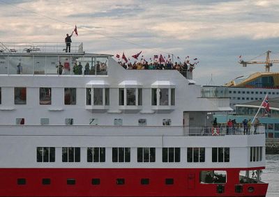 Waving from the sister ship
