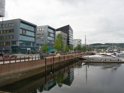 Modern buildings along the waterfront