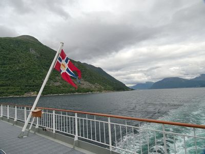 The historic Hurtigruten Postal Flag