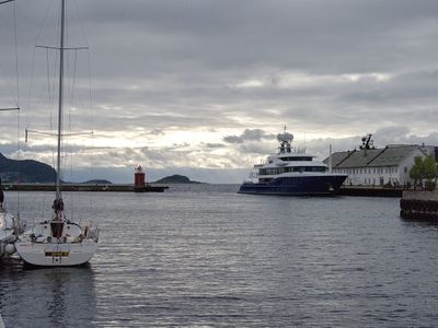 Evening in the port of lesund